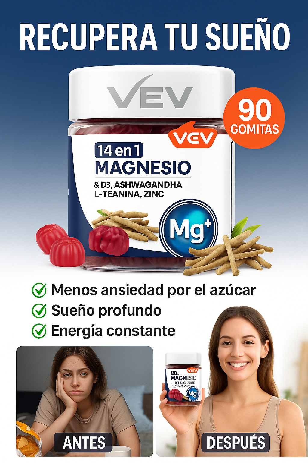 🧠 Magnesio 14 en 1™ – DEJA LA ANSIEDAD POR EL AZUCAR Y RECUPERA TU SUEÑO DESDE LA PRIMERA GOMITA 90 GOMITAS