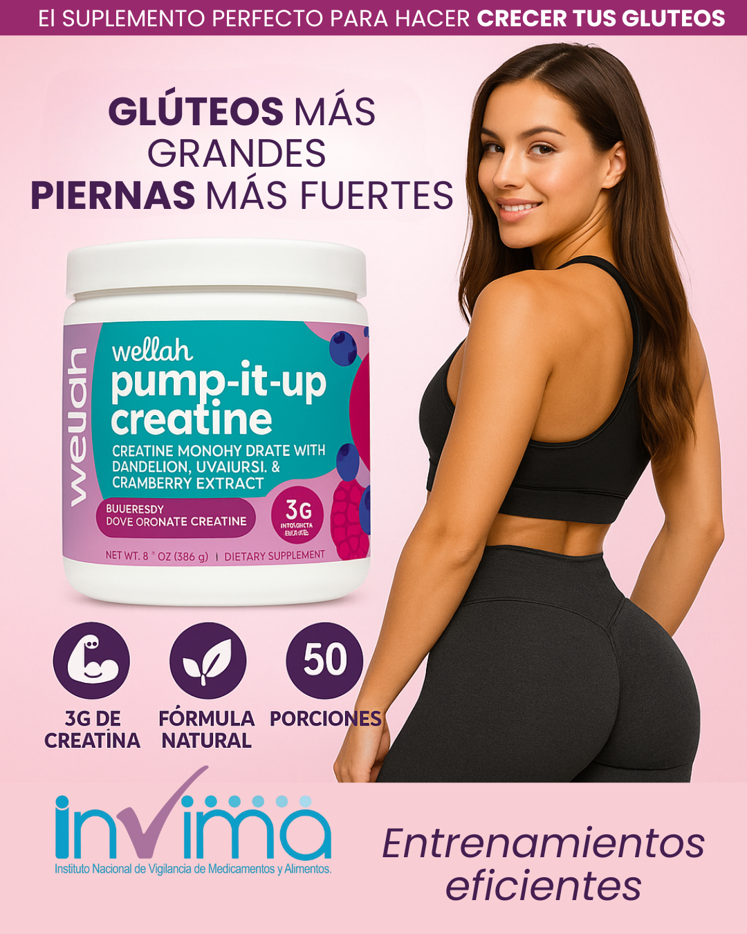 Pump It Up Creatina – Glúteos más grandes en solo semanas