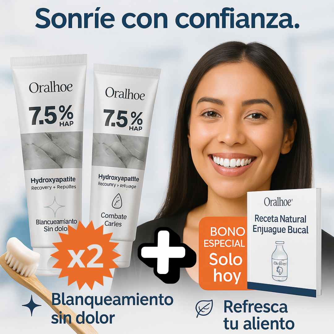 Oralhoe®: Elimina la caries y Blanquea tus dientes (Super Oferta x2 + Receta Enjuage Bucal Oralhoe)