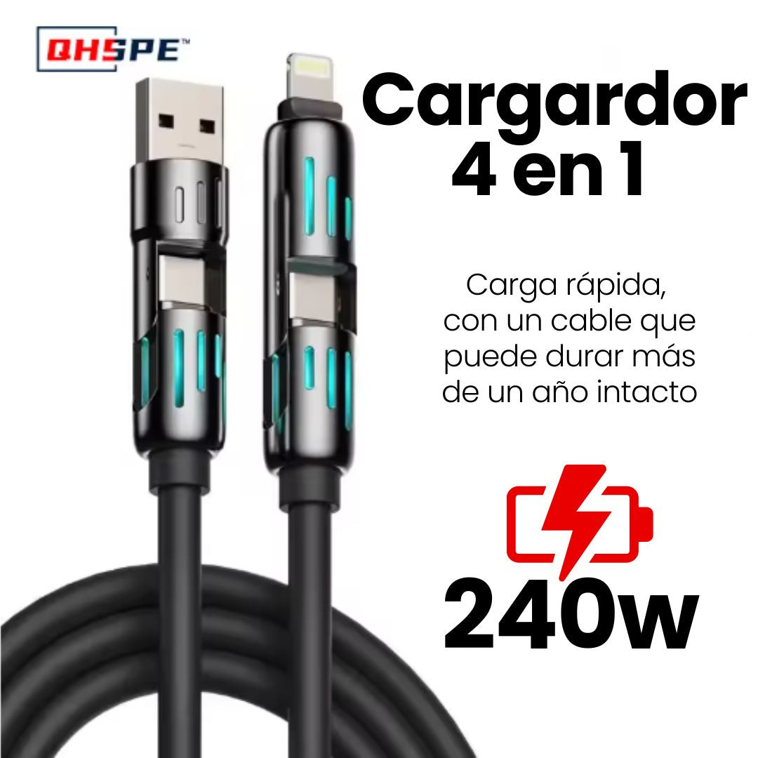 ⚡ Cable MFish™ 4 en 1 de Carga Rápida 240W