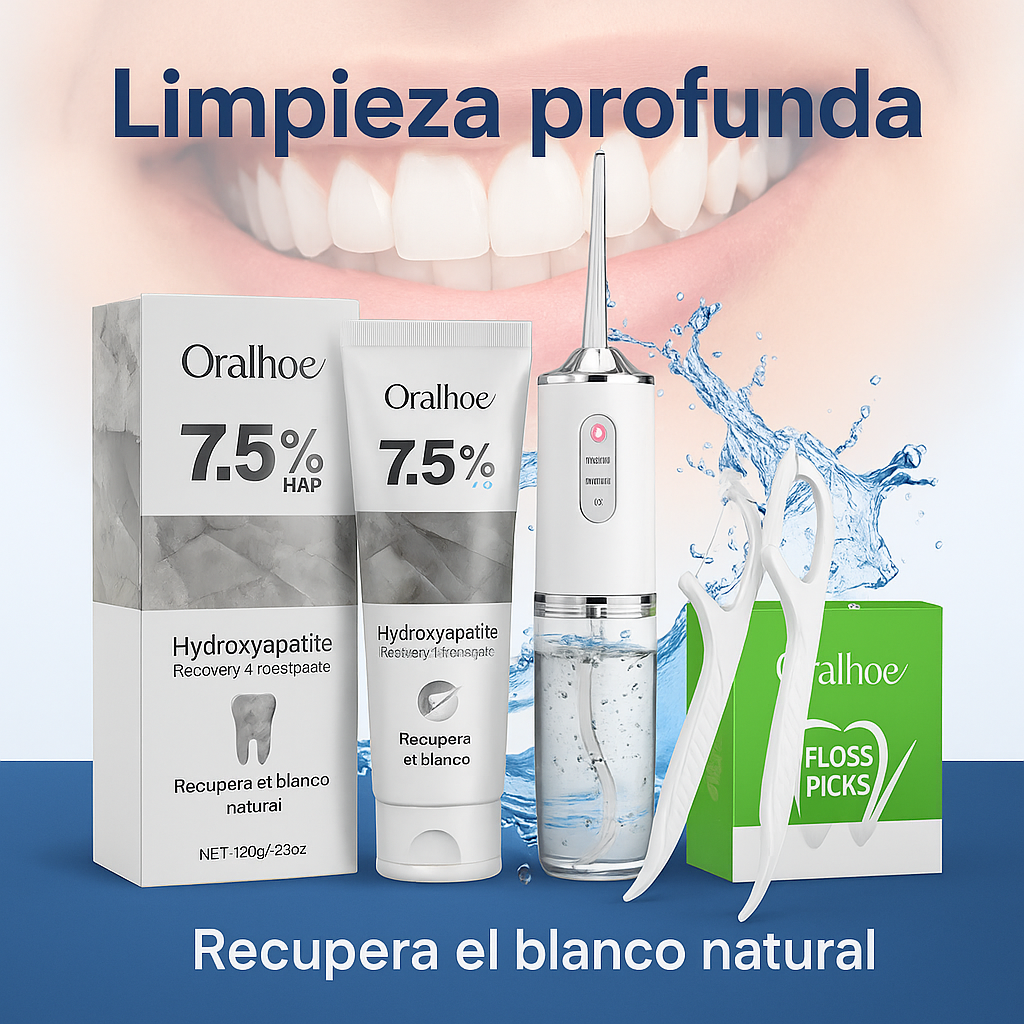 Oralhoe®: Kit de Limpieza completa con Hidroxiapatita + 🎁Seda dental🎁