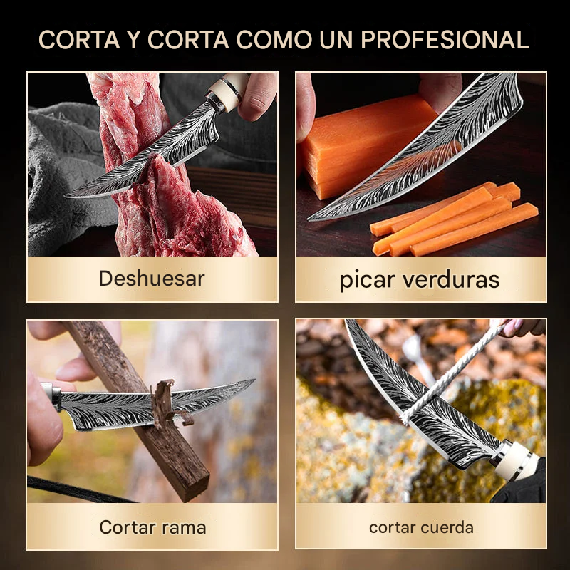 Juego de cuchillos para deshuesar con hoja curva afilada con caja de regalo