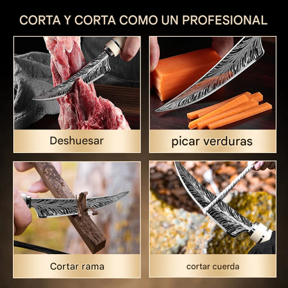 Juego de cuchillos para deshuesar con hoja curva afilada con caja de regalo