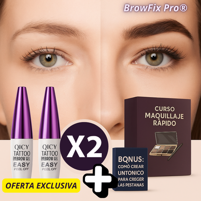 ¡SUPER OFERTA BrowFix Pro®!: Cejas definidas, Doble impacto. (x2 Frascos + Ebook Maquillaje + Receta Tonico crece pestañas)