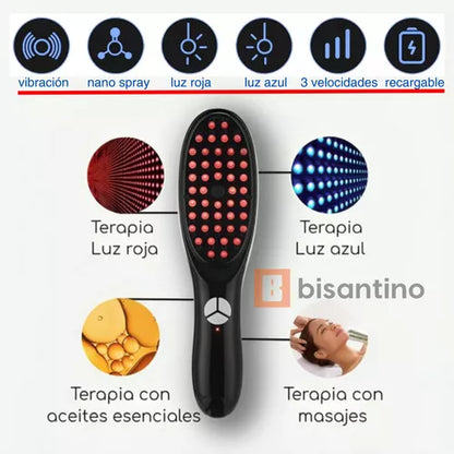 CEPILLO DE FOTOTERAPIA CAPILAR CON VAPORIZACIÓN Y MASAJEADOR + ENVÍO GRATIS! 🎁