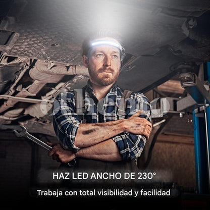 Linterna frontal LED 230° con sensor (Equipada con todo lo mostrado, 100% original)